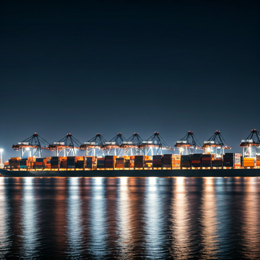 Shipping container terminal at night
